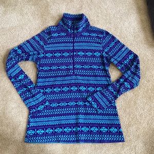 Columbia 1/2 Zip Fleece Pullover Blue Purple Fair Isle